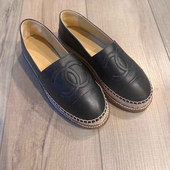 CHANEL Shoes - CHANEL Black and Tan Women Espadrilles